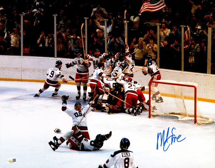 Mike Eruzione Signed 16x20 Photo 1980 Team USA Miracle on Ice JSA Witness