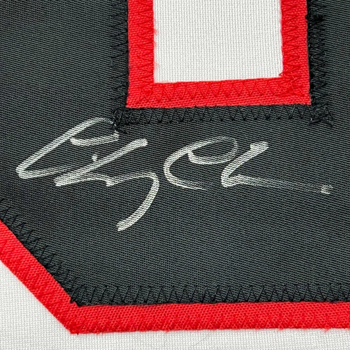 FRAMED Autographed/Signed CHEVY CHASE 33x42 Clark Griswold White Jersey COA