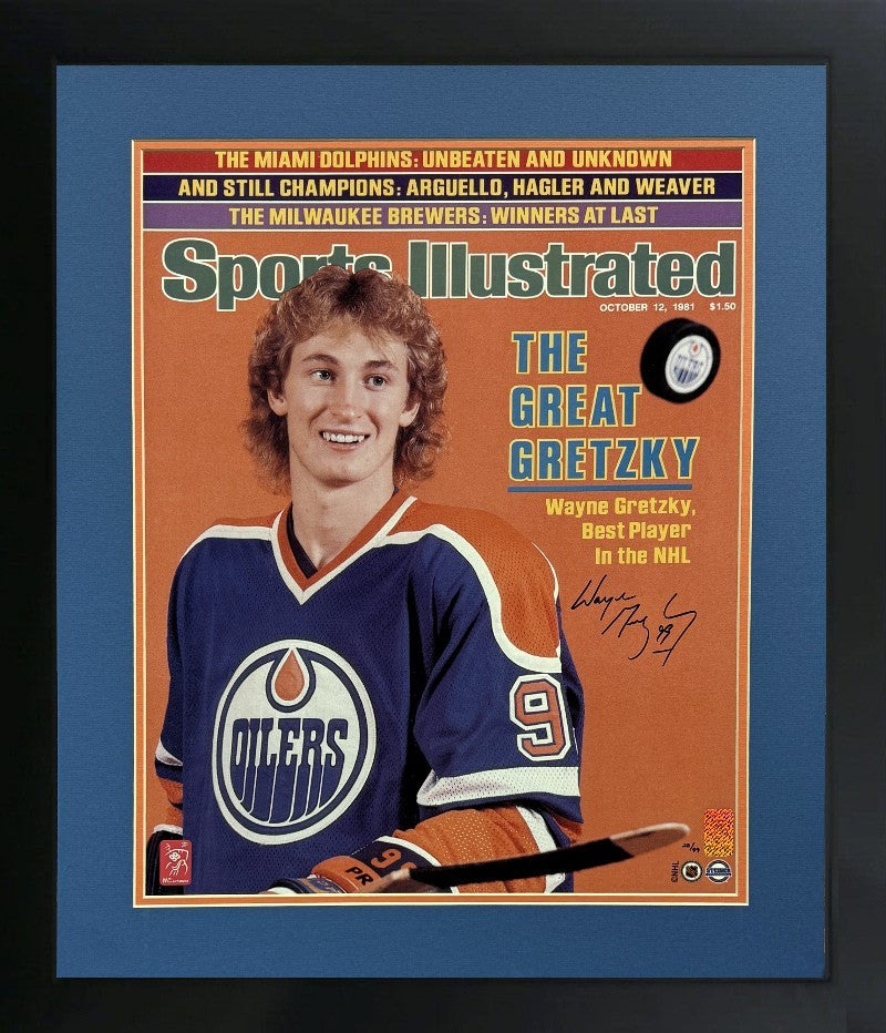 Wayne Gretzky signed 1981 Sports Ill Oilers 16x20 Photo Framed- Gretzky Holo/COA