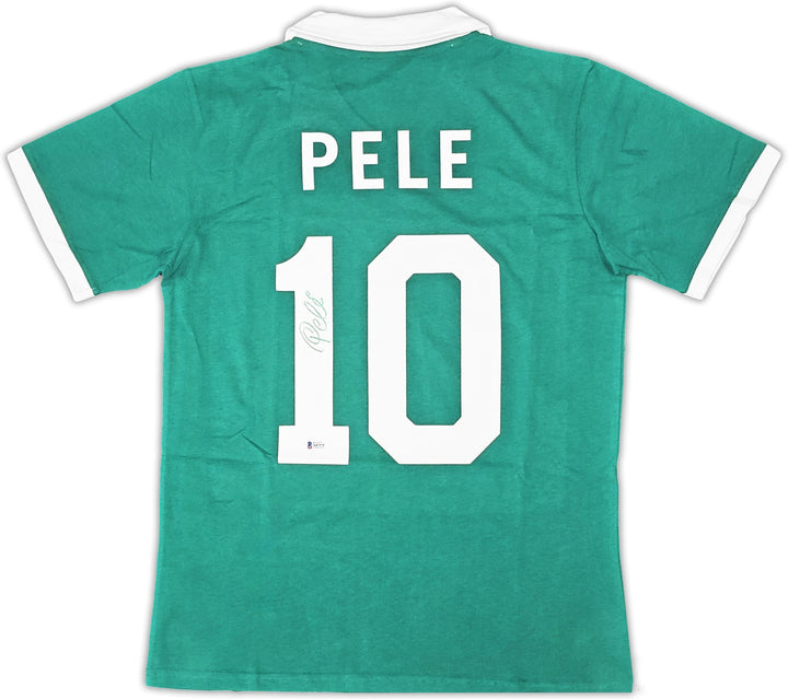 New York Cosmos Pele Autographed Signed Green Jersey Beckett BAS