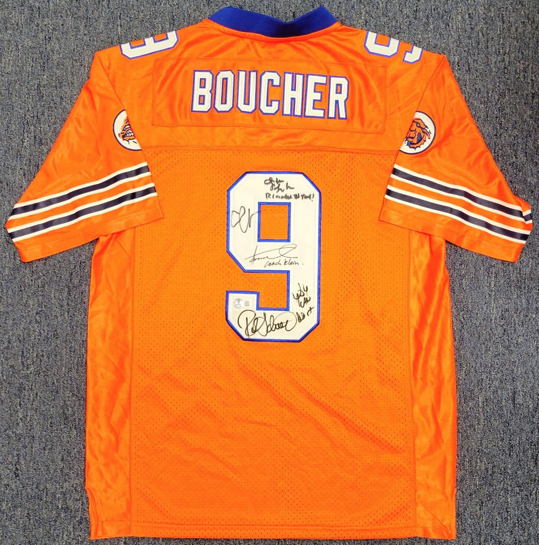RARE Waterboy Cast Signed Jersey w/ QUOTES Sandler Winkler Schneider Beckett BAS