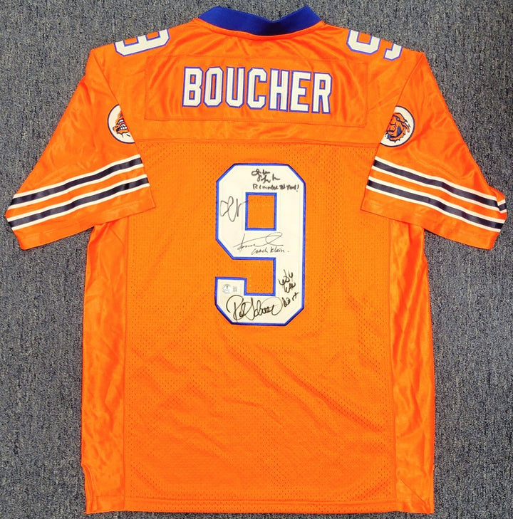 RARE Waterboy Cast Signed Jersey w/ QUOTES Sandler Winkler Schneider Beckett BAS
