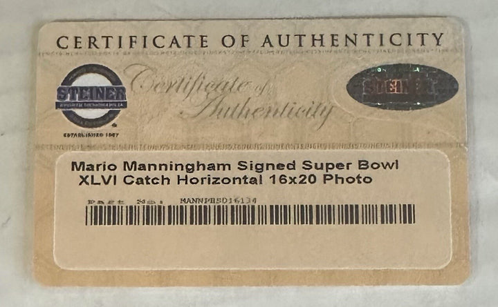 Mario Manningham Signed 16x20 Framed Photo Sb XLVI Catch Giants Auto Steiner COA