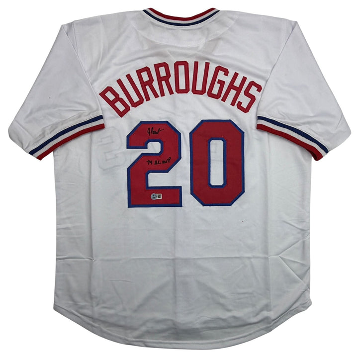 Autographed/Signed Jeff Burroughs Texas White Baseball Jersey Beckett COA