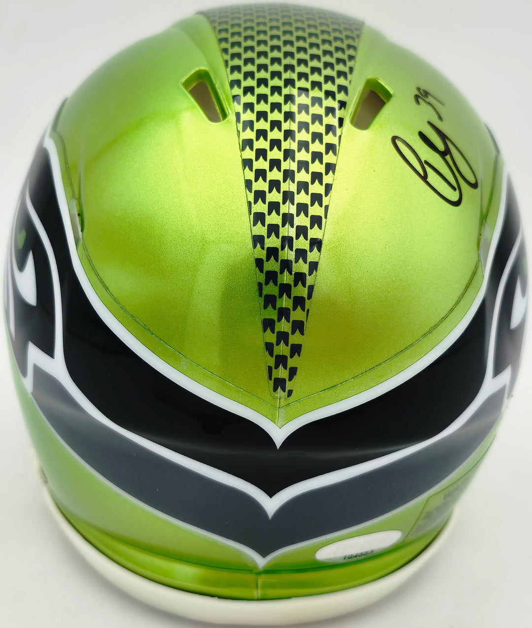 Ty Okada Signed Seahawks Flash Green Mini Helmet MCS Holo Marks