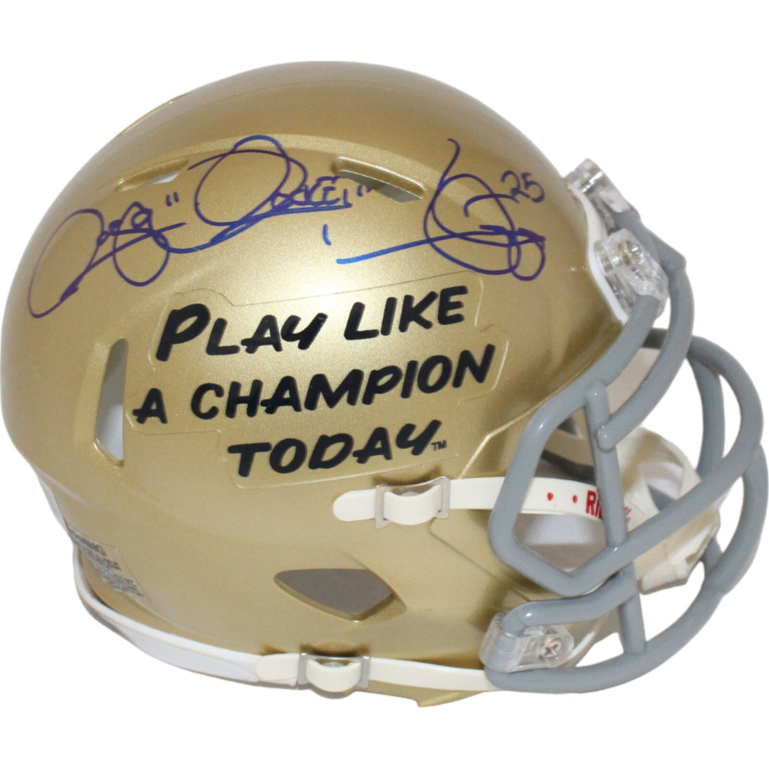 Rocket Ismail Signed Notre Dame Fighting Irish PLAC Mini Helmet Beckett 43028