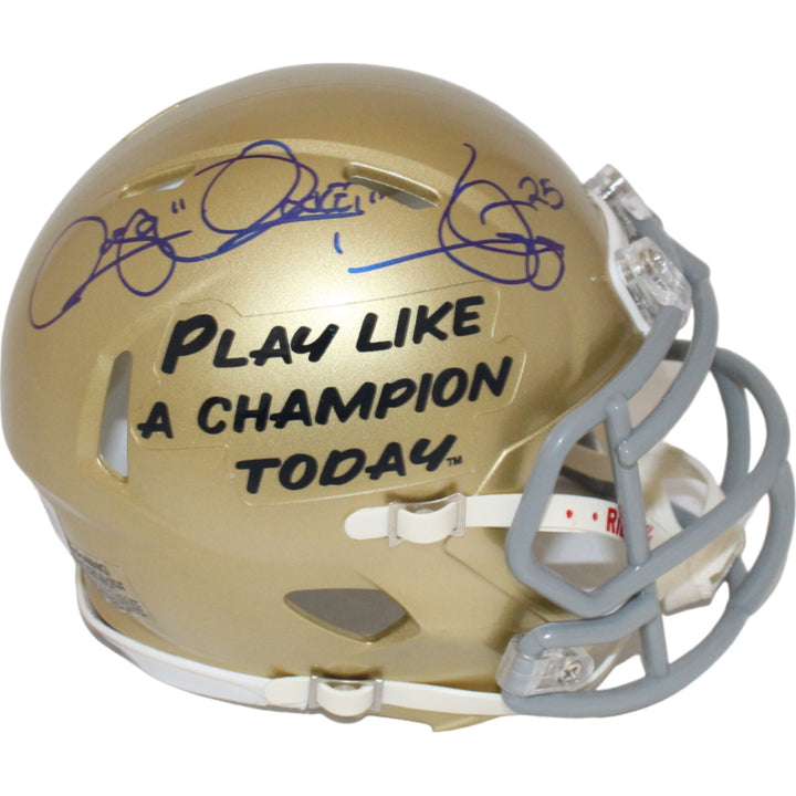 Rocket Ismail Signed Notre Dame Fighting Irish PLAC Mini Helmet Beckett 43028