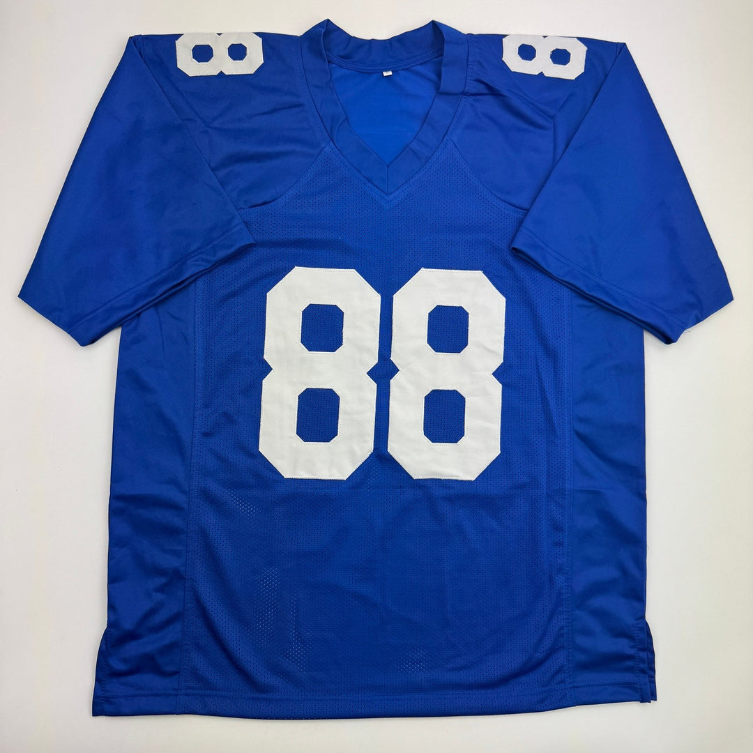 Autographed/Signed Hakeem Nicks New York Blue Football Jersey Beckett BAS COA
