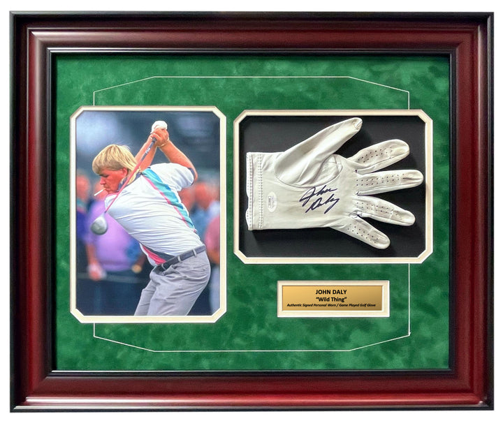 John Daly Signed & Game Played / Worn Golf Glove Framed JSA COA Photo Autograph
