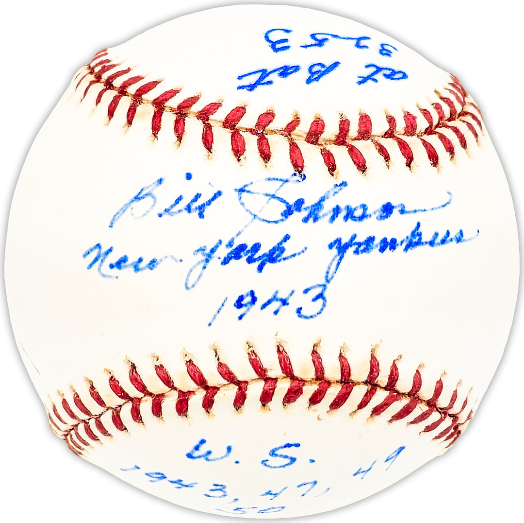 Bill Johnson Autographed AL Baseball Yankees "Stat Ball" Beckett QR #BM25325