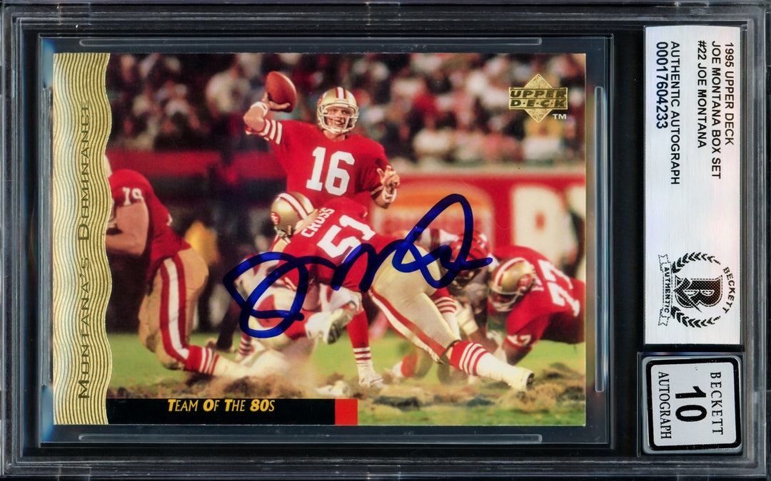 Joe Montana Autographed Signed 1995 Upper Deck Card 22 49ers Auto GM 10 Beckett