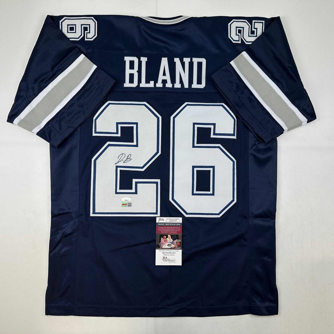 Autographed/Signed Daron Bland Dallas Blue Football Jersey JSA COA
