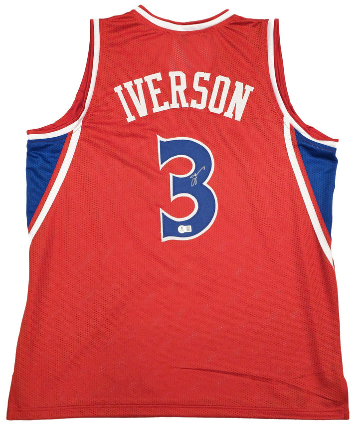 Philadelphia 76ers Allen Iverson Autographed Signed Red Jersey Beckett Witness