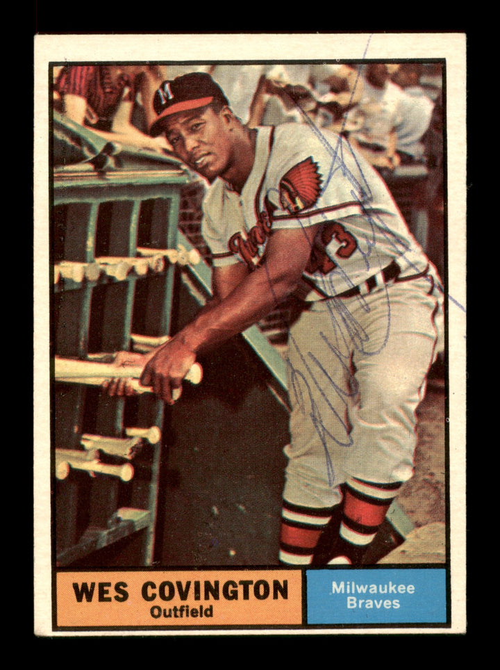 Wes Covington Autographed Signed 1961 Topps Card #296 Milwaukee Braves