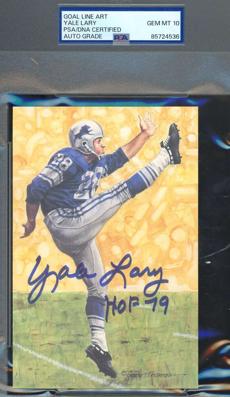 Yale Lary Gem Mint 10 PSA DNA Coa Autograph Goal Line Art Card GLAC Signed HOF 7