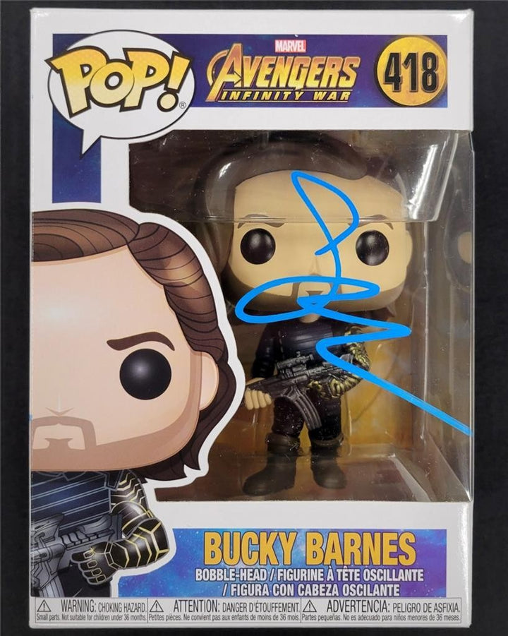 Sebastian Stan signed Bucky Barnes Funko Pop! 418 Avengers autograph Beckett BAS