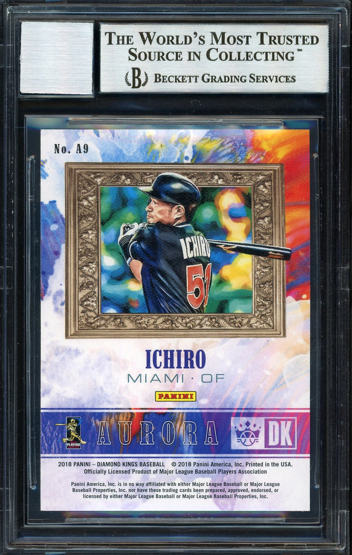 Ichiro Suzuki Signed 2018 Panini Diamond Kings Aurora Card A9 Auto 10 Beckett