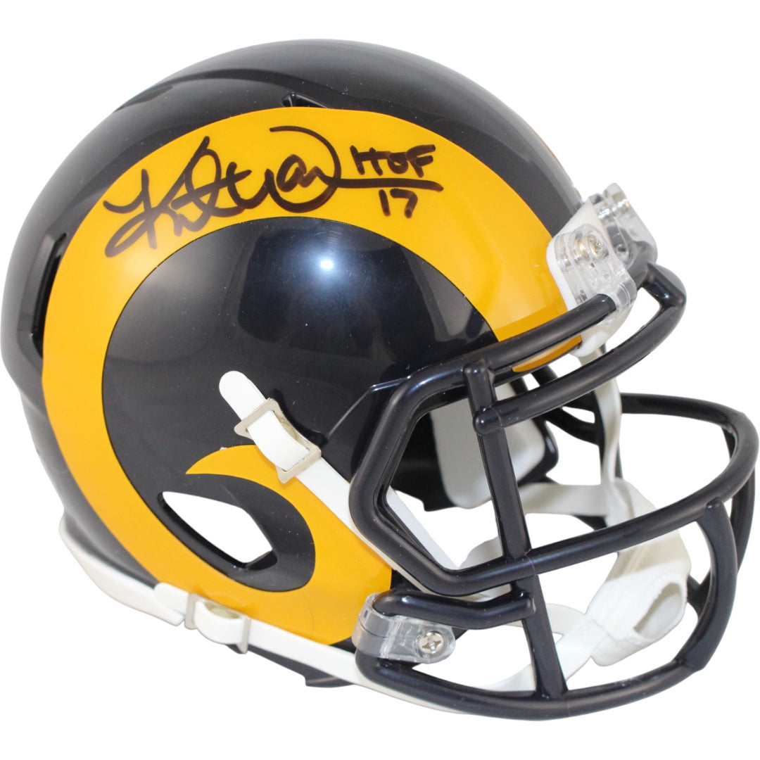 Kurt Warner Autographed/SIgned St Louis Rams TB Mini Helmet HOF Beckett 53684