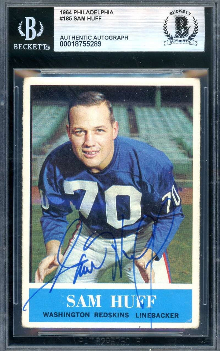 Sam Huff Beckett BAS Signed 1964 Philadelphia Autograph Giants