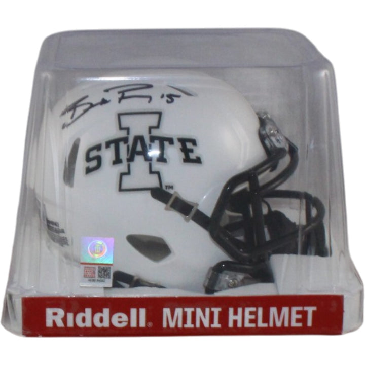 Brock Purdy Autographed Iowa State Cyclones White Mini Helmet Beckett WIT 56917
