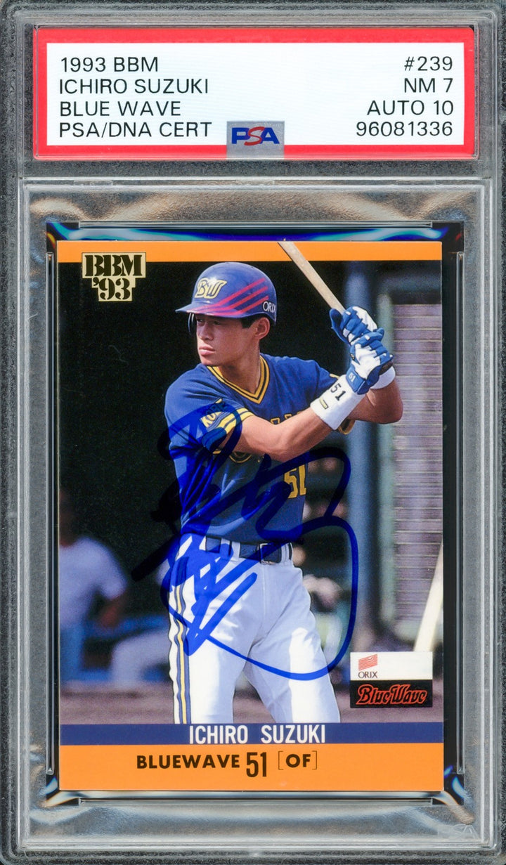 Ichiro Suzuki Auto 1993 BBM RC 239 Orix Blue Wave PSA 7 Sig 10 In Kanji PSA/DNA