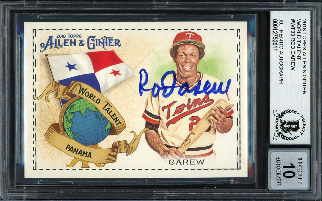 Rod Carew Auto 2018 Topps Allen Ginter World Talent Card WT-33 Twins Sig 10 BAS