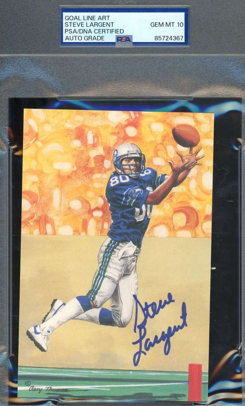 Steve Largent Gem Mint 10 PSA DNA Signed Goal Line Art Card GLAC Autograph