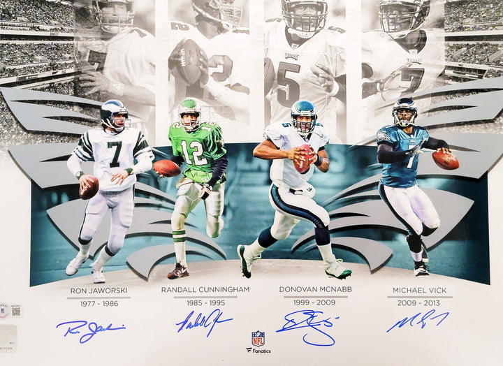 Philadelphia Eagles QBs Signed 16x20 Photo 4 Signatures Beckett BAS