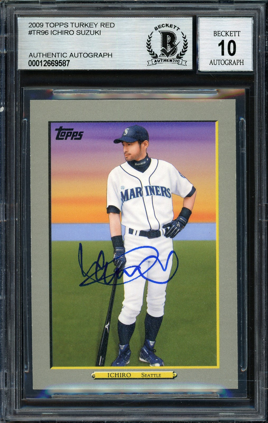 Ichiro Suzuki Signed 2009 Topps Turkey Red Card TR96 Mariners Auto 10 Beckett