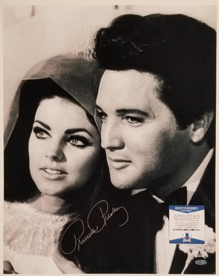 Priscilla Presley autograph signed 16x20 Wedding Photo w/ Elvis~ Beckett BAS COA
