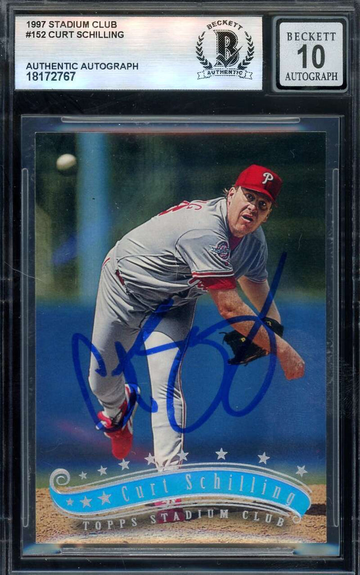 Curt Schilling Gem Mint 10 Beckett BAS Signed 1997 Topps Stadium Club Autograph