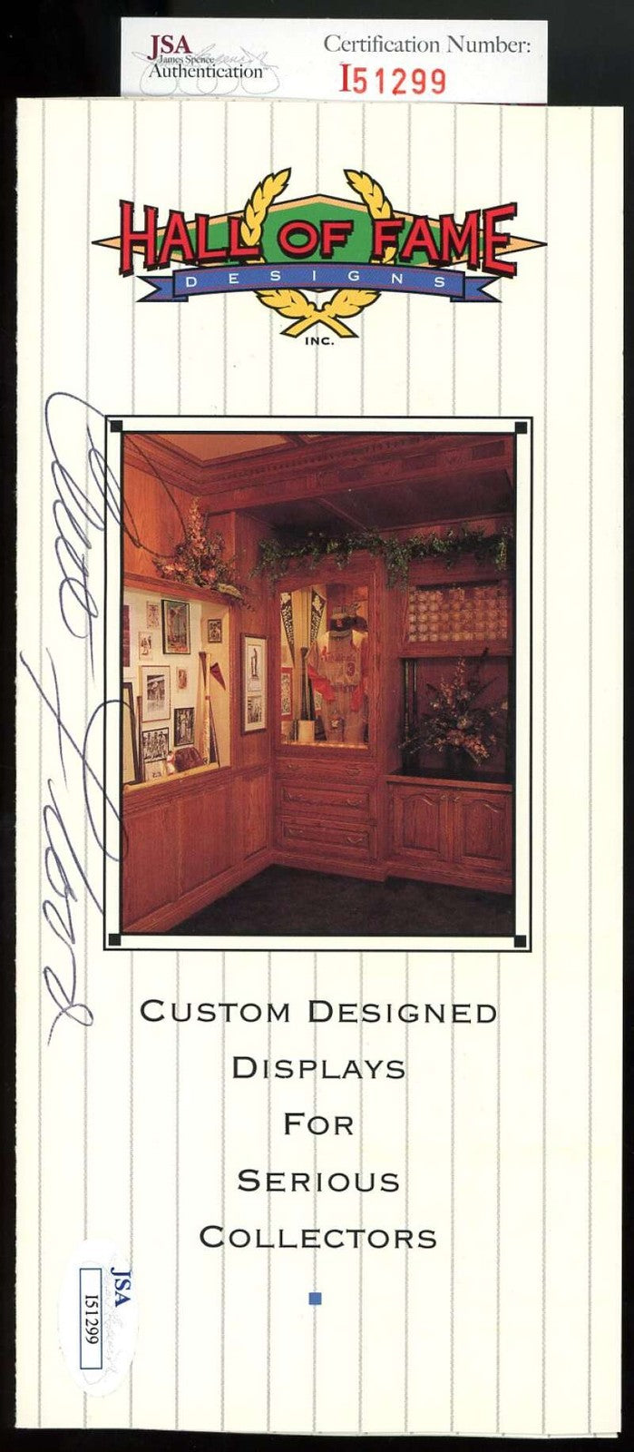 Curt Flood JSA Coa Signed Hall of Fame Design Booklett Autograph