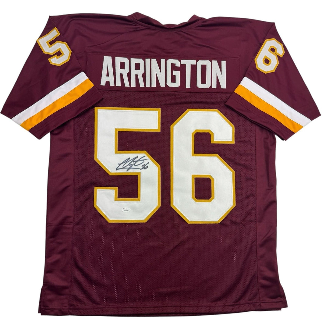 Autographed/Signed Lavar Arrington Washington Burgundy Jersey JSA COA