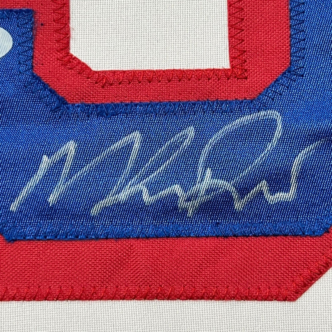 FRAMED Autographed/Signed MIKE RICHTER 33x42 New York White Jersey PSA COA