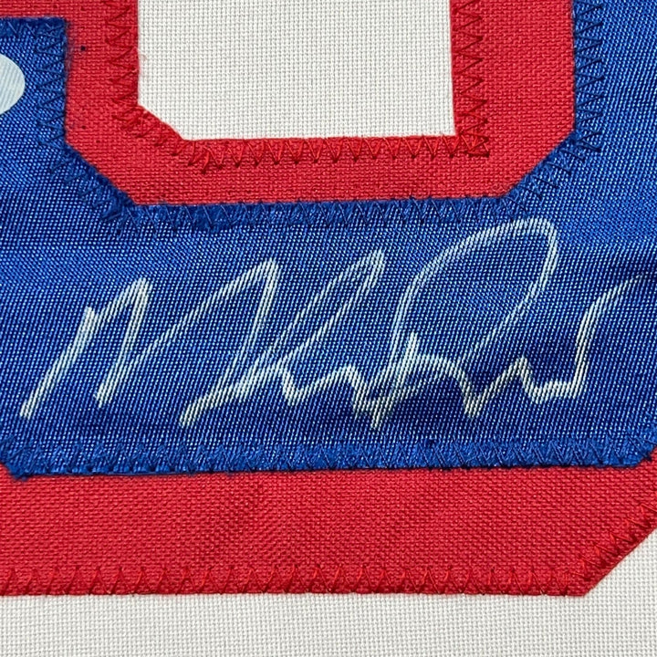 FRAMED Autographed/Signed MIKE RICHTER 33x42 New York White Jersey PSA COA