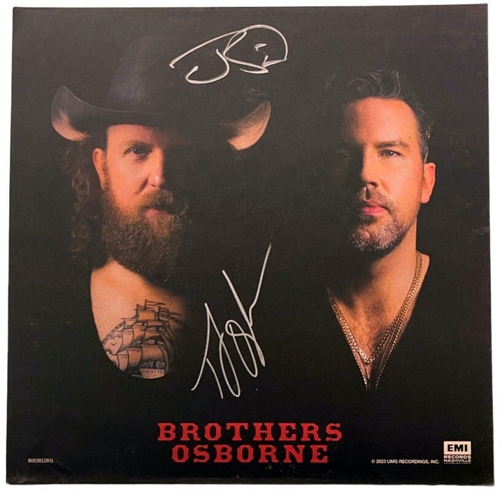 Brothers Osborne signed 2023 Self Titled 11x11 Art Card- 2 sig- COA- minor ding