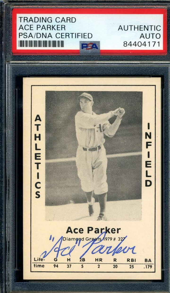 Ace Parker PSA DNA Coa Signed 1979 Diamond Greats Autograph