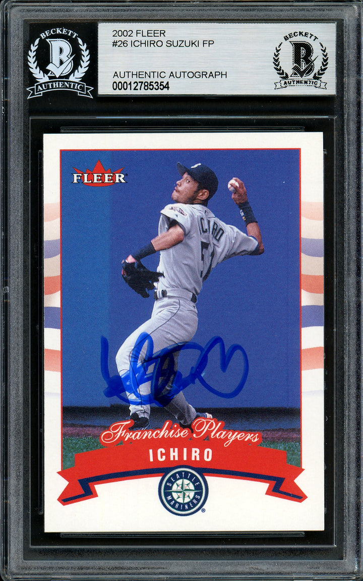 Ichiro Suzuki Signed 2002 Fleer Franchise Players Card 26 Mariners Beckett