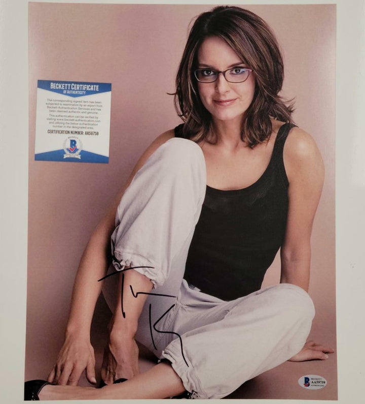 Tina Fey signed 11x14 Photo actress autograph ~ Beckett BAS COA