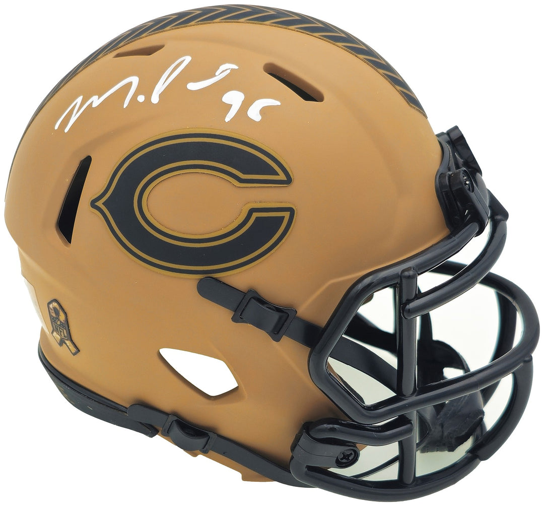 Montez Sweat Signed Bears Camo Brown Salute to Service Speed Mini Helmet JSA