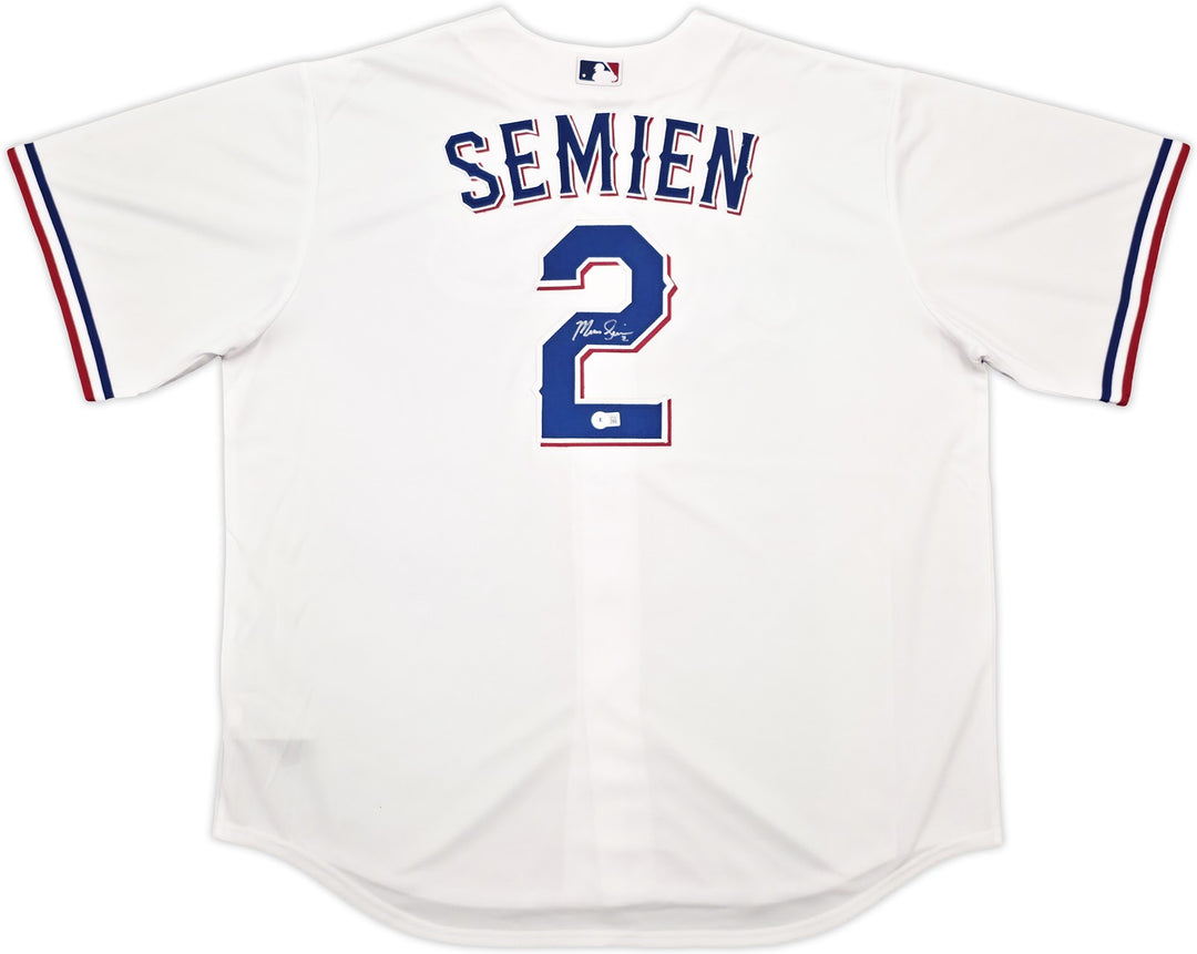 Texas Rangers Marcus Semien Signed White Nike Jersey Size XXL Beckett Wit