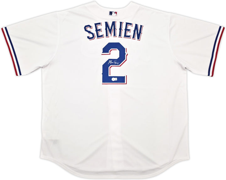 Texas Rangers Marcus Semien Signed White Nike Jersey Size XXL Beckett Wit
