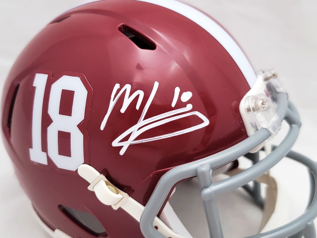 Mac Jones Signed Alabama Crimson Tide Red Speed Mini Helmet Beckett Wit