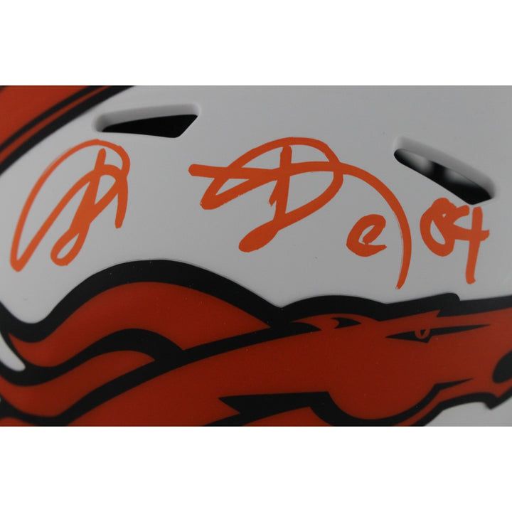 Shannon Sharpe Autographed Denver Broncos Lunar Mini Helmet Beckett WIT 50807