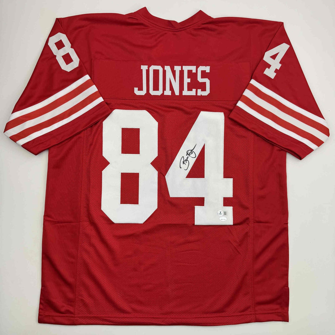 Autographed/Signed Brent Jones San Francisco Red Football Jersey Beckett BAS COA
