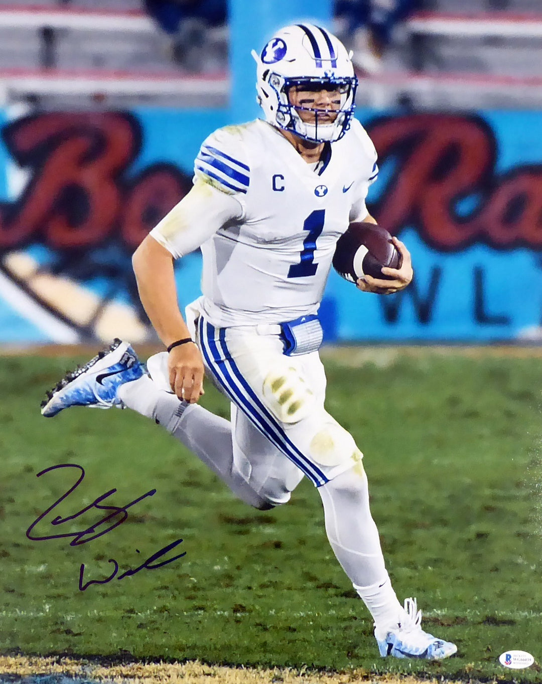 Zac Wilson Signed 16x20 Photo BYU Cougars Beckett BAS