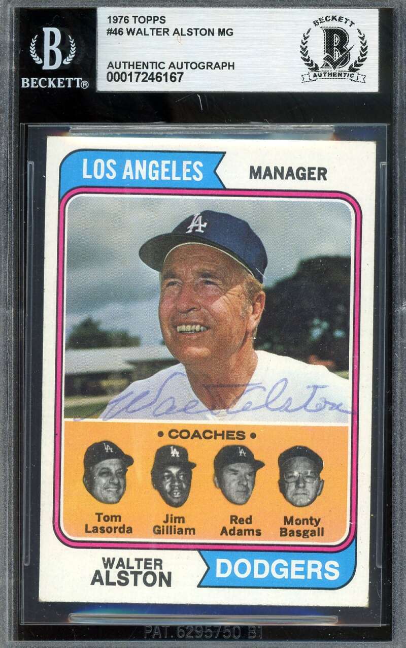 Walter Alston Beckett BAS Signed 1976 Topps Autograph