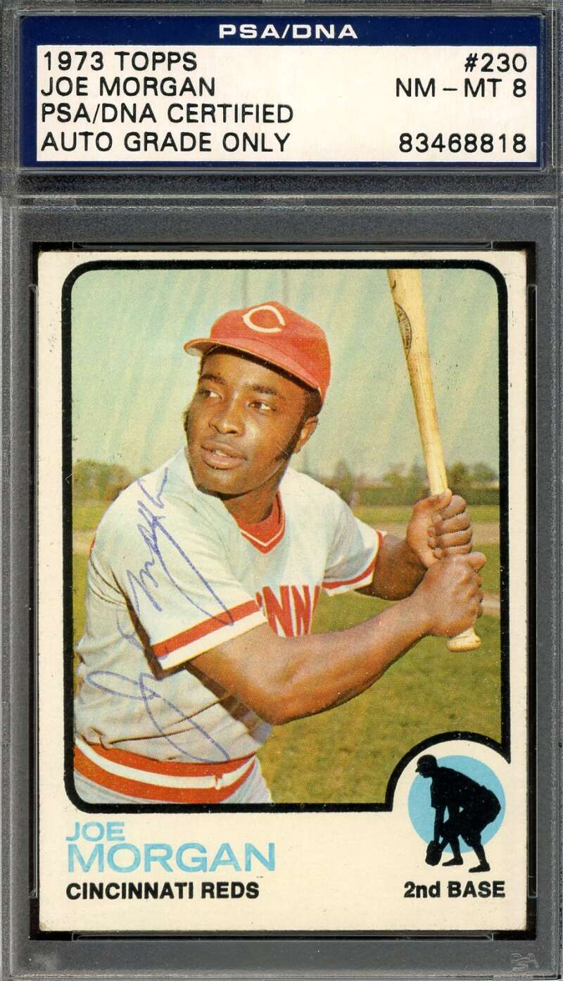 Joe Morgan NM MT 8 PSA DNA Vintage Signed 1973 Topps Autograph