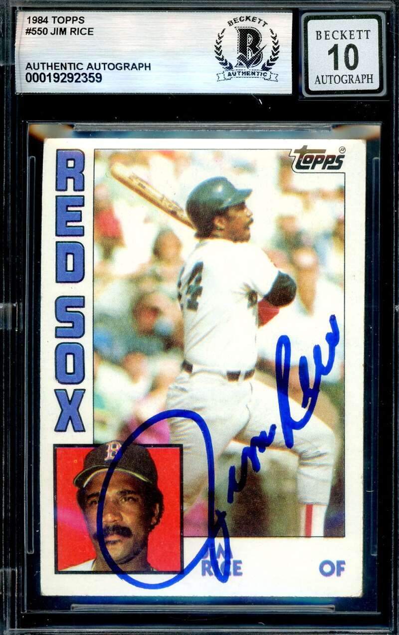 Jim Rice Gem Mint 10 Beckett BAS Signed 1984 Topps Autograph