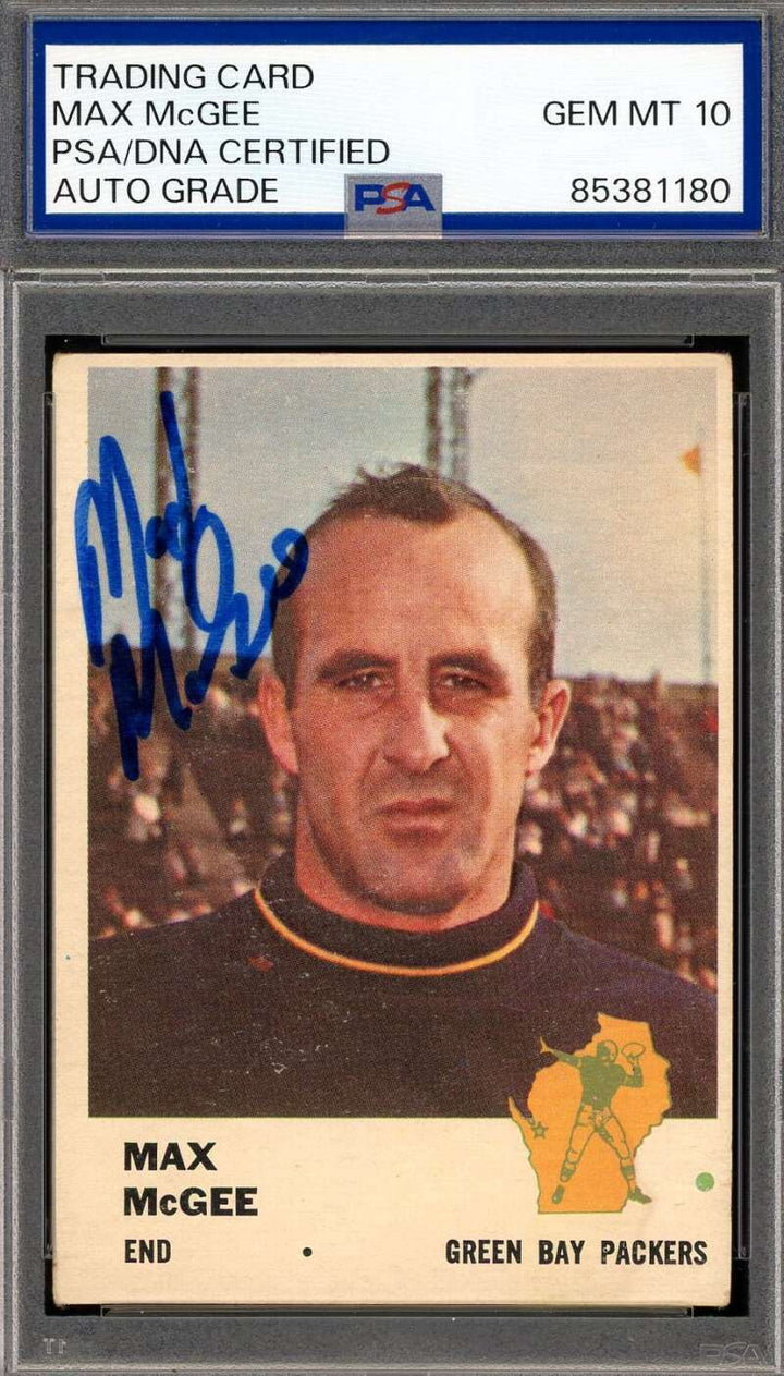 Max McGee Gem Mint 10 PSA DNA Signed 1961 Fleer Autograph